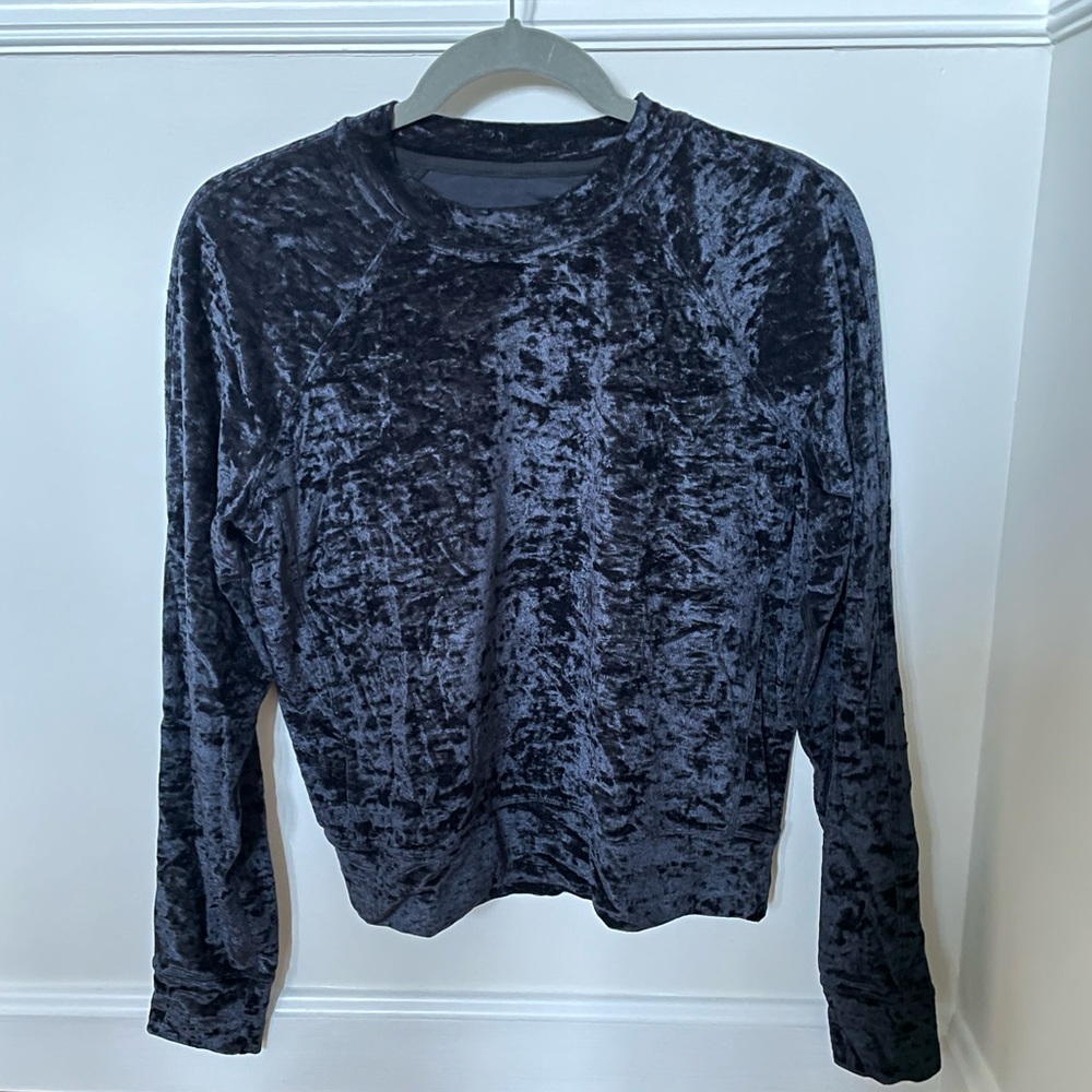 Lululemon Crew, crushed velvet, black/blue